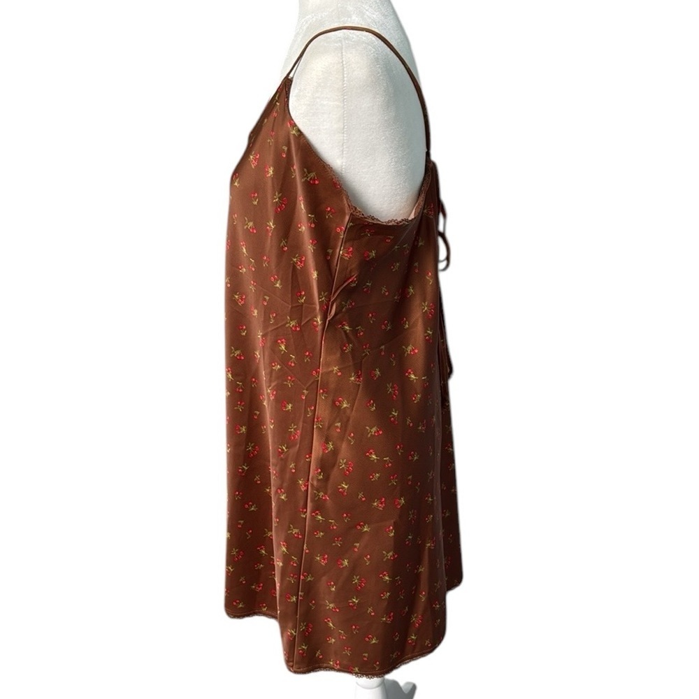 Wild Fable Women's Lace Trim Slip Dress Brown Cherries Size XL - Picture 4 of 16